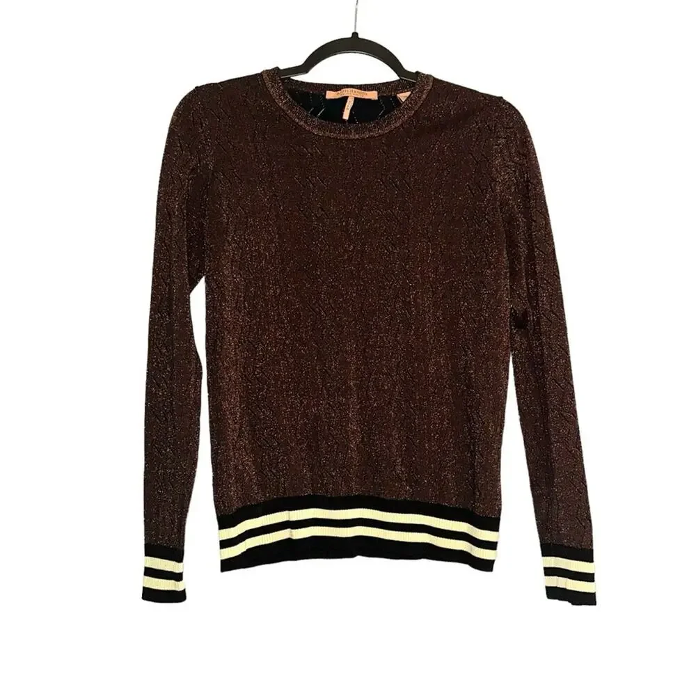 Scotch & Soda Maison Scotch Voila Brown Shimmery Pullover Sweater SMALL